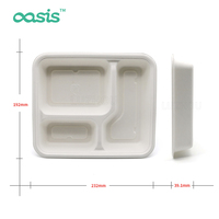 Barquette alimentaire jetable Oasis en papier de canne à sucre, écologique, biodégradable, compostable, moderne, résistante à l'eau et à l'huile, et adaptée au congélateur