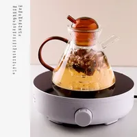 Grosir Set Pot kopi teh kaca desain sederhana Modern dengan pola bunga buah buatan Tiongkok kemasan kotak warna
