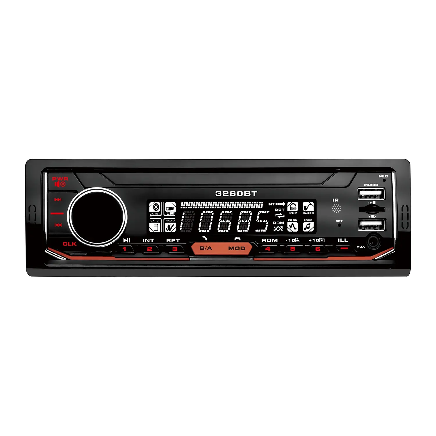 Radio estéreo para coche con Bluetooth de un solo DIN con reproductor de MP3 USB/SD Interfaz de PC Pantalla RDS/LCD Manual de usuario habilitado