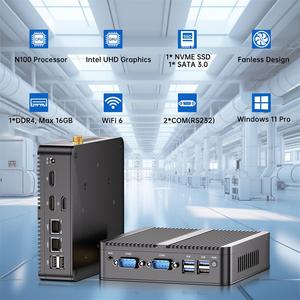 Bán buôn 12th Gen <span class=keywords><strong>Mini</strong></span> PC không quạt công nghiệp N100 Barebone <span class=keywords><strong>mini</strong></span> PC Dual cổng mạng Intel Celeron chịu nhiệt độ cao - Product Image 2