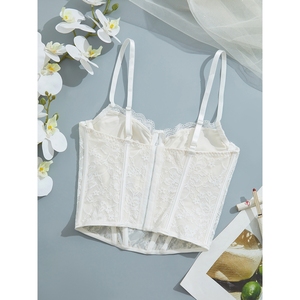 Soutien-gorge corset et bustiers sans couture en dentelle blanche respirante, sculptant le corps, push-up, tricoté, pour femmes - Product Image 2