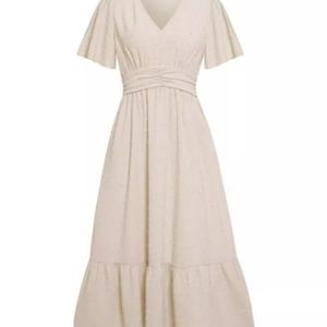 เดรสแฟชั่นผ้าฝ้ายปี 2025 ดีไซน์ใหม่ สีพื้น สำหรับผู้หญิง - Product Image 1