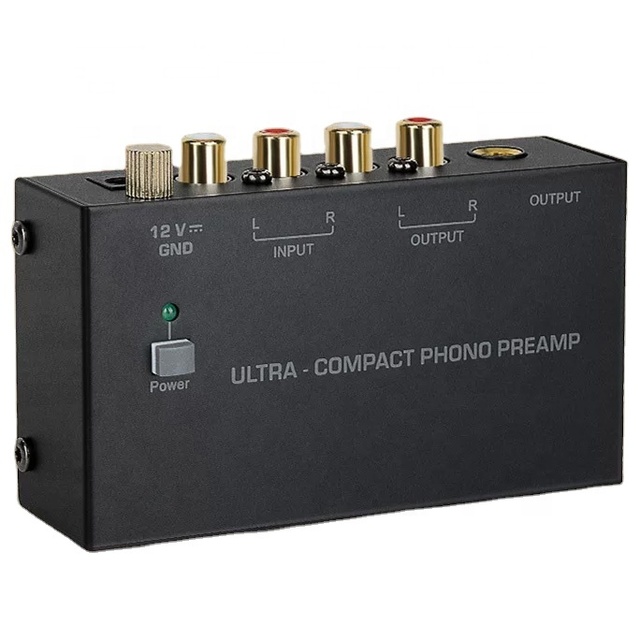 PP400 Phono Preamp Turntable 4-Channel Metal Ultra-Compact MM Vinyl Record Player Stereo Audio Signal Amplifier RCA/6.35mm