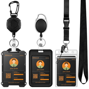 Lot de porte-badges rétractables robustes en plastique rigide, étanches, avec cordon mousqueton pour cartes d'identité et badges professionnels - Product Image 1