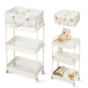 Estantes de Plástico Multifuncionales, Carrito de Almacenamiento Móvil con Ruedas Bloqueables para Baño, Lavandería y Sala de Estar - Product Image 1