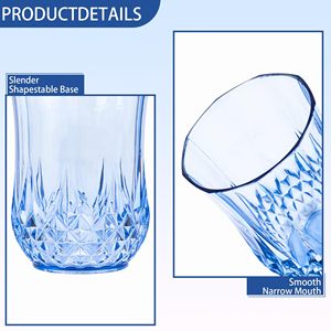 Verres à vin sans pied transparents bleus de 9oz verres à boire en plastique tasses réutilisables gobelets à whisky en plastique - Product Image 5
