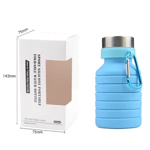 Kunden spezifisches Logo Bpa Kostenlose zusammen klappbare Reise wasser flasche aus Silikon faltbare Kindersport-Wasser flasche