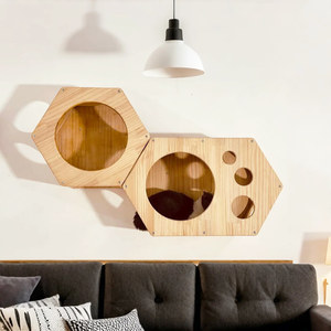 Estante Flotante <span class=keywords><strong>de</strong></span> Madera Hexagonal para Montar en la <span class=keywords><strong>Pared</strong></span>, Combinable y Personalizable - Product Image 1