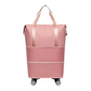Sac de voyage universel en tissu Oxford à roulettes grande capacité avec poignée, sac de rangement pliable pour maternité et courses - Product Image 4
