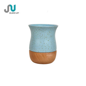 Taza de <span class=keywords><strong>Mate</strong></span> de Diseño Nuevo, Taza de Café de Cerámica con Base de Madera - Product Image 5