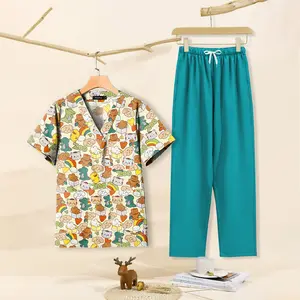In stock T62060 cotton printed patiala suit for women full suit woman strech nurse uniforms