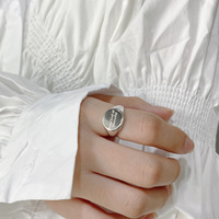 Ring VIANRLA 925 Silver Signet Ring Custom Engraved Signet Ring Round Rhodium Plated Signet Ring