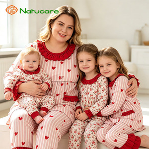Ensemble de pyjamas assortis pour <span class=keywords><strong>maman</strong></span> et fille, en coton et élasthanne de bambou, vêtements de détente d'hiver pour la maison, pyjamas personnalisés pour la famille, tenues assorties - Product Image 2