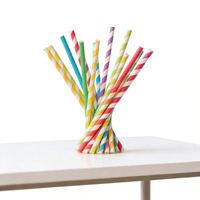 Pailles en papier colorées personnalisées pour boissons froides, avec logo, en promotion
