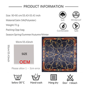 <strong>Scarves</strong> <strong>for</strong> <strong>Women</strong> Fashion Striped Print Silk Satin Chiffon <strong>Scarf</strong> 90cm Luxury Brand Design Square Shawls Muslim Hijab Scarfs - Product Image 4