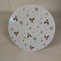 Plateau à gâteau de Noël personnalisé imprimé avec des baies de houx, 12 mm d'épaisseur, résistant à l'eau, rond, pour la présentation professionnelle des gâteaux