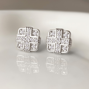 Pendientes de latón con circonitas para hombre, estilo hip-hop, chapados en oro de 18 quilates y rodio, ideales para fiestas. - Product Image 6