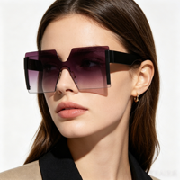 Nouvelles lunettes de soleil européennes et américaines sans monture UV400, monture large tendance et personnalisée pour femmes 5305