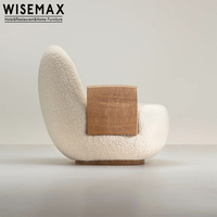 WISEMAX FURNITURE Fauteuil d'appoint nordique pour salon, chaise de lecture pour enfants, en bois massif et laine d'agneau, fauteuil de loisirs avec accoudoirs, chaise individuelle