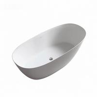 Baignoire ovale en pierre artificielle moderne et minimaliste pour projets hôteliers, maisons d'hôtes et petits appartements, à bord fin