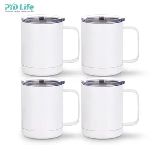 PYD Life Großhandel 10 OZ doppelwandige Kaffee Reise Camping Becher Edelstahl Becher Sublimation mit Deckel