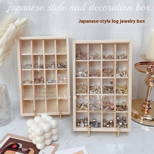 <b>Japanese</b> Style Portable New Design Casual Nail Art <b>Jewelry</b> Storage <b>Box</b> Natural Solid Wood 20 Grid Dustproof Beauty Salon Desktop - Product Image 4