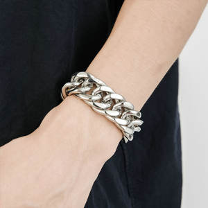 Bracelet et jonc pour homme en acier inoxydable 316L, étanche et anti-ternissement, style cubain, pour homme - Product Image 4