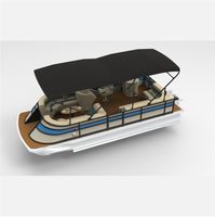Bateau ponton de luxe 2025 avec moteur hors-bord et remorque, 22 pieds, en aluminium, pour la navigation, la pêche, les sports nautiques et les fêtes, en vente