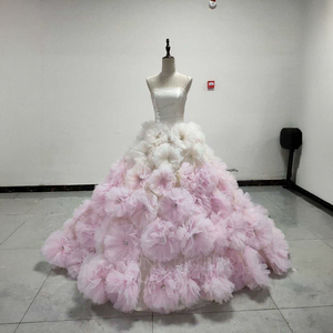 Robe de Quinceañera de luxe rose Spjy022, sans bretelles, corset, appliques florales 3D, tulle ombré, robe de bal Jancember - Product Image 6