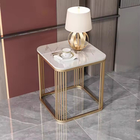 Meubles de salon minimalistes modernes, table basse carrée luxueuse, base en métal doré en acier inoxydable