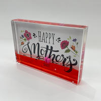 Figurine Cœur 3D Flottante Thème Fête des Mères avec Cadre Personnage et Paillettes Romantiques – Styles Variés, Mouvement Liquide Acrylique OEM