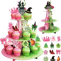 Support à gâteau multi-niveaux Citrouille d'Halloween décoré avec des plateaux à gâteau en papier 3D pour l'affichage de biscuits lors de fêtes et de Noël