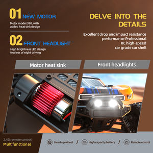 Voiture télécommandée 4x4 Monster Truck 2,4 GHz à l'échelle 1:14 avec moteur à couple élevé RS390, phares LED et barre <span class=keywords><strong>de</strong></span> roulement - Product Image 3