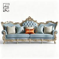 Ensemble de canapés en cuir pleine fleur de luxe français, structure en acajou massif, détails sculptés à la main, capitonnage boutonné, mobilier de salon pour villa