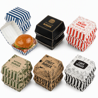 Boîte à hamburger en papier kraft biodégradable et compostable avec logo personnalisé pour la livraison de nourriture à emporter