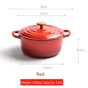 Geluk Hot Koken Buik Vorm Non-stick Saus Braadpan Thee Koken Emaille Gietijzeren Soeppan Set Voor Wederverkoop