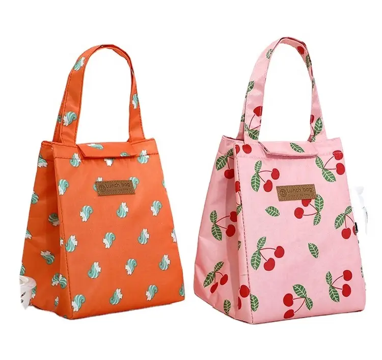 Fashion cute cat cooler lunch bag multi color women waterproof hand pack thermal breakfast box portable picnic bag
