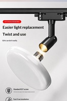 Projecteur sur rail UFO à LED COB diffuse grand angle E27 en PVC avec support orientable pour éclairage d'ambiance et murale