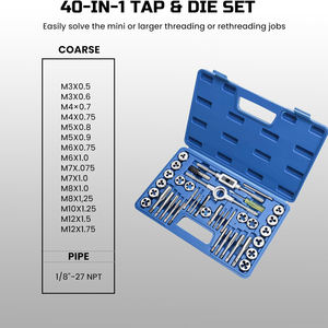 40pcs Metric Tap e <span class=keywords><strong>Die</strong></span> Set Metric <span class=keywords><strong>Standard</strong></span> Threading <span class=keywords><strong>Tool</strong></span> Kit para cortar roscas externas e internas Wrench - Product Image 5