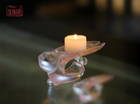 Petites décorations en cristal mignonnes en forme de lapin, bougeoir en cristal, procédé de décireuxage, emballage en boîte cadeau