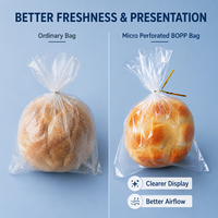 Sacs en plastique transparents micro-perforés BOPP, support de logo personnalisé, emballage alimentaire de qualité pour boulangerie