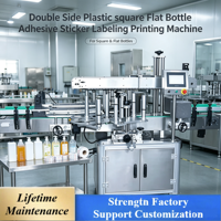 Moteur d'étiquetage automatique industriel électrique chinois haute vitesse CE pour bouteilles carrées plates en plastique à double face