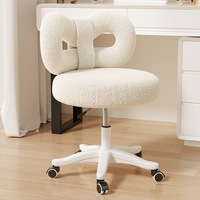 Tabouret de coiffeuse moderne en tissu pour chambre de fille, chaise durable à dossier en arc avec élément de luxe léger pour manucure et lifting