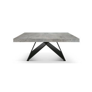 Table à manger extensible gris ciment 160x90, base en MDF, plateau en mélamine, usage intérieur - Product Image 1