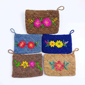 Bolso de Mano de Ganchillo Floral, Estilo Bohemio, Cierre Abierto, Uso Diario, Patrón Multicolor, Bolso Tipo Clutch para Mujer - Product Image 1