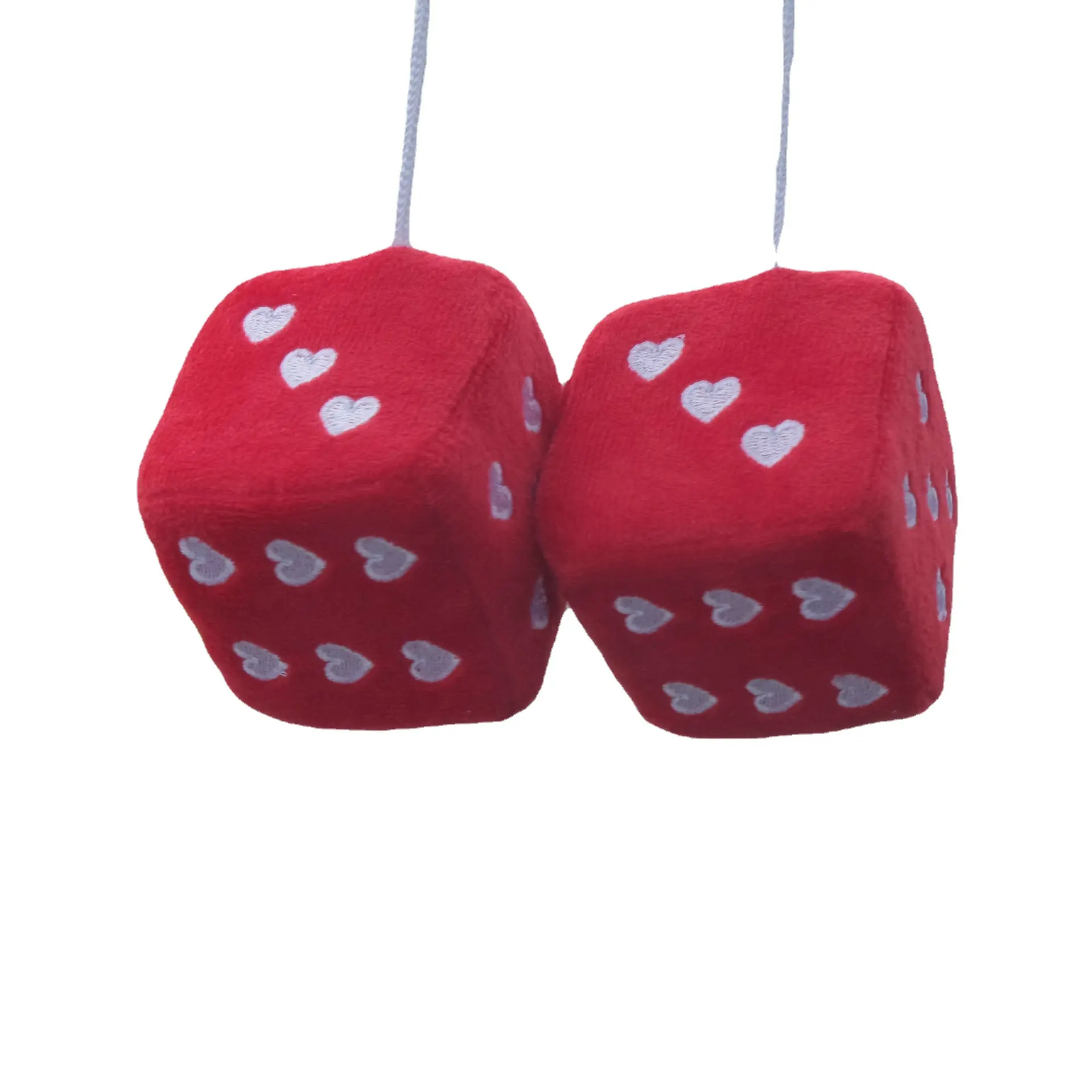 Fashion 1 Pair Fuzzy Plush Dice Love Dots Rear View Mirror Hanger Decoration Car Styling Interior accessories