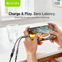 Kabel Audio BAVIN Mobile Phone Music Charging 2 in 1 AUX65 USB C Male ke 3.5mm Female Jack AUX