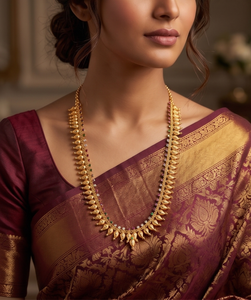 DIVYORO Ensemble collier long et boucles d'oreilles pour femme en cuivre et laiton plaqué or, bijoux de mariage traditionnels pour la mariée - Product Image 3