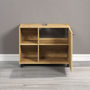 Venta al por mayor directa de fábrica: Mueble de baño bajo <span class=keywords><strong>fregadero</strong></span> con puerta de panel acanalado estilo europeo y ruedas - Product Image 4