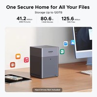 UGREEN NAS DH4300 Plus, NAS de bureau à 4 baies, capacité de stockage jusqu'à 120 To, 8 Go de RAM LPDDR4X, 2,5 GbE, 4K HDMI, stockage en réseau